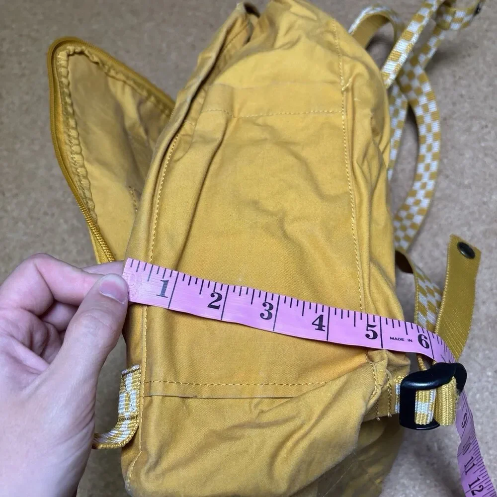 Fjallraven Kanken Backpack Yellow Distressed Worn Classic Bag